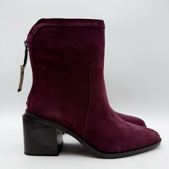 Vince Camuto Womens Kortimy Heeled Ankle Boot US 8 M EU 39 Burgundy Suede NIB - Picture 2 of 11
